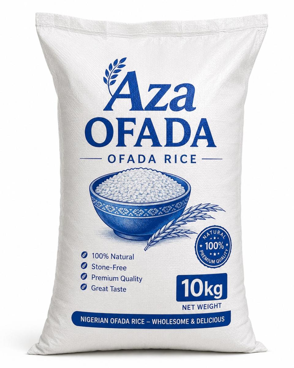 Aza Premium Ofada Rice 10kg – Natural Nigerian Local Rice, Stone-Free & Aromatic